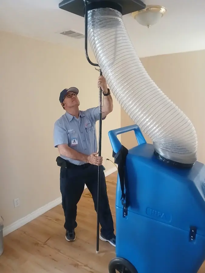 HVAC Installation technician using HEPA equipment in Elma